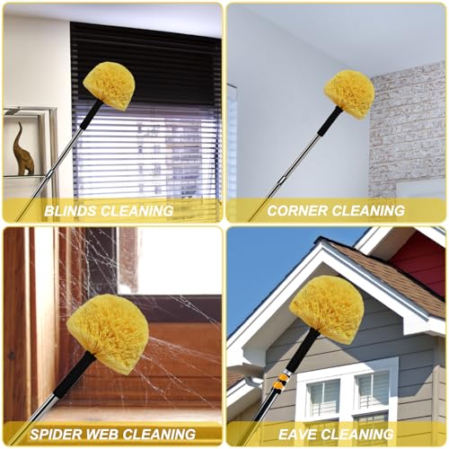 Yellow Cobweb Duster Brush Head - Efficient Indoor & Outdoor Cleaning