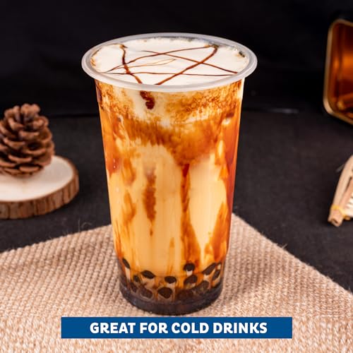 Freshware Clear Plastic Cups [100 Pack - 20 oz] Disposable Cups for Iced Coffee, Smoothie, Milkshake, Cold Drinks