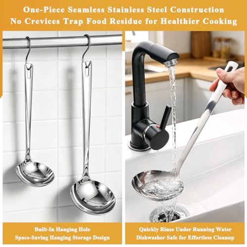 Kyraton 2-Piece Stainless Steel Soup Ladle Set - Ergonomic Design