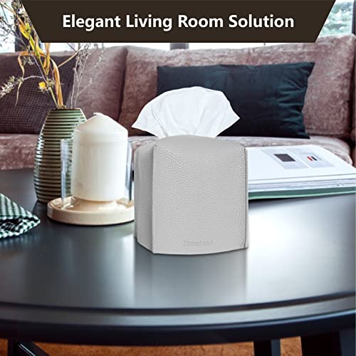 Pastel Grey Tissue Box Cover Set of 2 - PU Leather Cube Holder