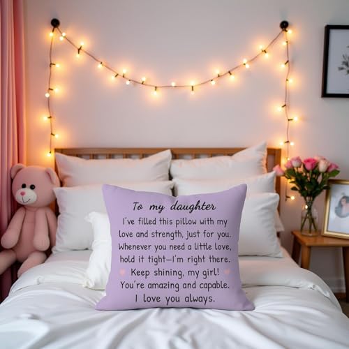 HERHOME Lavender Daughter Pillow Cover - Gifts for Daughter, Cozy Home Decor