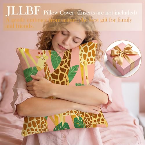 Giraffe Pillow Cover 18x18 Double-Sided Flannel for Kids Room