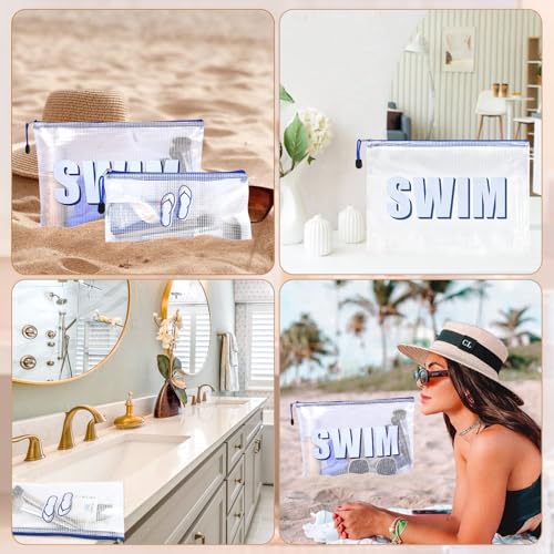 SOIDRAM 2-Piece Clear Waterproof Swim Makeup Bag and Travel Toiletry Organizer Set