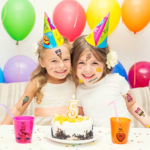 Konsait 176PCS Kids Temporary Tattoos Waterproof Candy Ice Cream