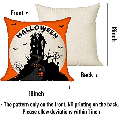 CREATRILL Halloween Throw Pillow Covers 18x18, Set of 4 Farmhouse Decor