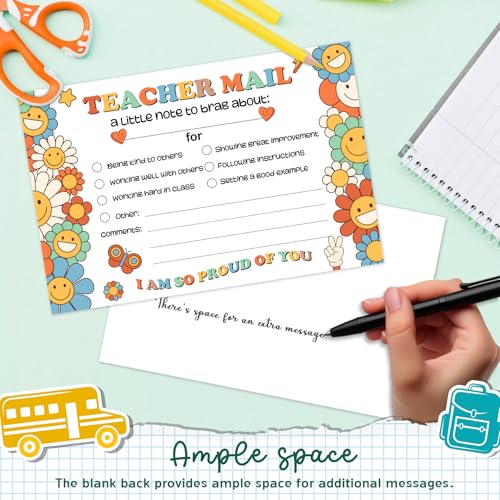 Groovy Teacher Mail Incentive Cards - 50 Pack for Elementary Students
