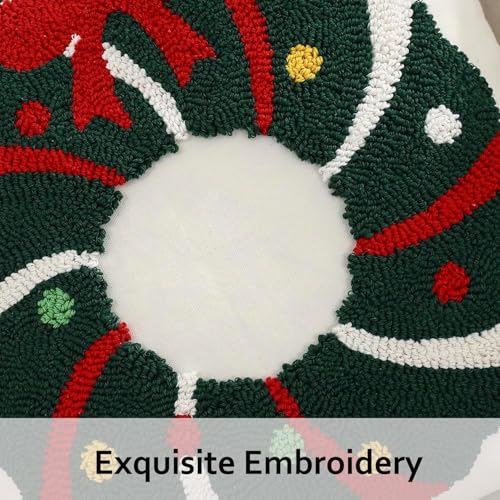 Christmas Throw Pillow Covers 18x18 Set of 2 - Garland with Bow Design