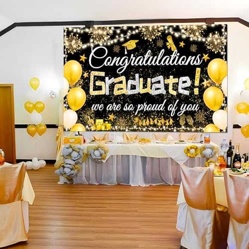 Graduation Party Backdrop - Congratulations Graduate Banner 70.8"x43.3"