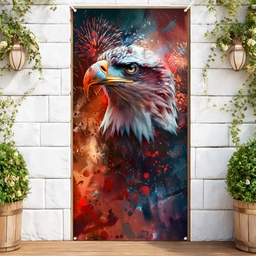 Large Patriotic 4th of July Door Cover - American Flag Banner