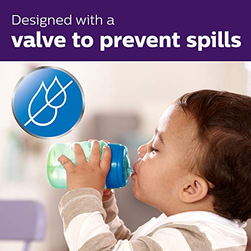 Philips Avent My Easy Sippy Cup, 9 oz, Spill-Proof Soft Spout (2 Pack, Blue/Green)