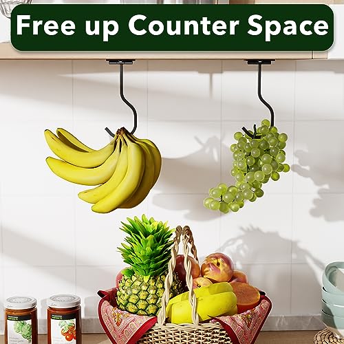 Black Adhesive Banana Hook Under Cabinet - Foldable Design, 1 Pack