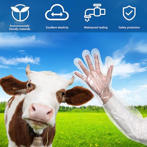 50Pcs Disposable Long Arm Veterinary Gloves 35.5-inch Full Arm Protection
