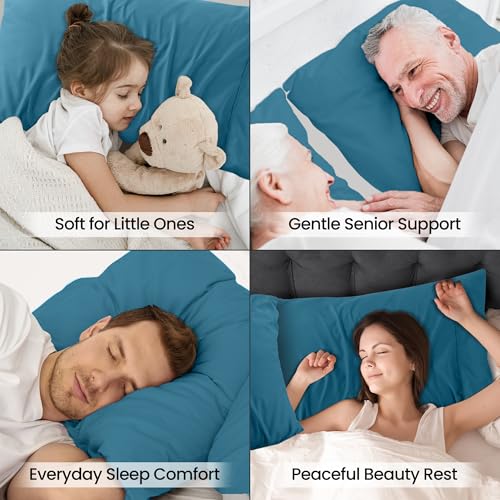 Utopia Bedding Microfiber Pillowcases, Standard Size, Denim Blue, Set of 4