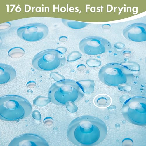 AmazerBath Non-Slip Bathtub Mat 40 x 16 Inches, Clear Blue PVC Shower Mat