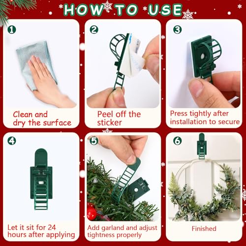 Green Mantle Garland Hangers Set - Adjustable Christmas Decor Ties, 30 Pack