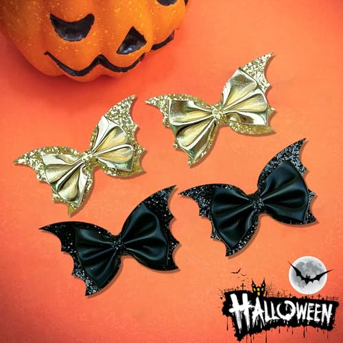 Halloween Bat Wing Hair Bows 4PCS Glitter Hair Clips for Kids Girls