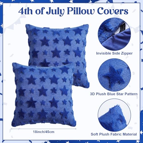 Tiamon Set of 2 18x18 Blue Star Throw Pillow Covers