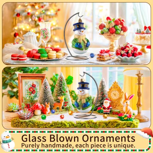 Hand-Blown Glass Snowman Christmas Ornament - Festive Tree Decoration