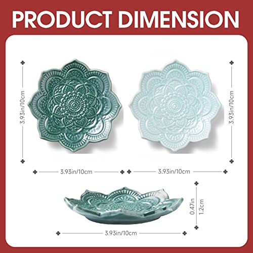 Elegant Mandala Ceramic Ring Dish Set - 2-Pack in Green & Blue