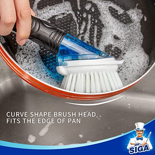 MR.SIGA Soap Dispensing Dish Brush with Scraper - 1 Pack