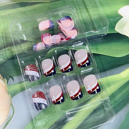 Independence Day Short Square Press on Nails Patriotic False Nails