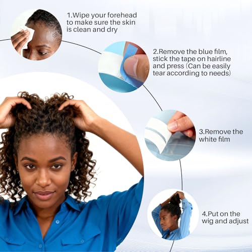 RAQEHO 50PCS Double-Sided Waterproof Lace Front Wig Tape - Ultra-Thin Toupee Tape