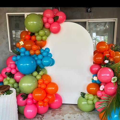 30Pc Tropical Balloon Set - Teal, Green, Orange Luau Party Decorations