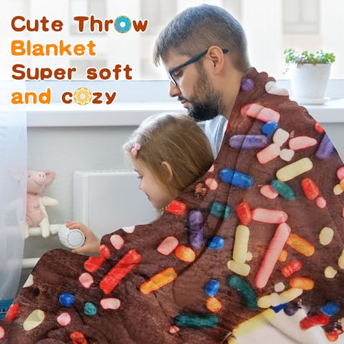 SeaRoomy 71in Chocolate Donut Blanket - Funny Food Throw Blanket for Adults