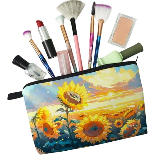 YULUENZE Sunflower Floral Makeup Bag Cute Cosmetic Pouch