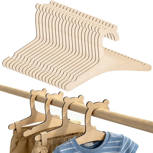 Wooden Baby Clothes Hangers with Bear Ears Design - 20 Pack