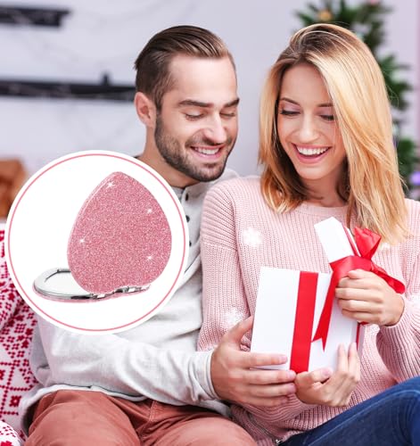 Pink Heart Compact Mirror - Double-Sided Travel Makeup Mirror