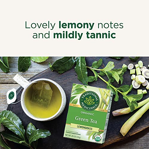 Organic Green Tea Lemongrass - 16 Teabags for Everyday Wellness