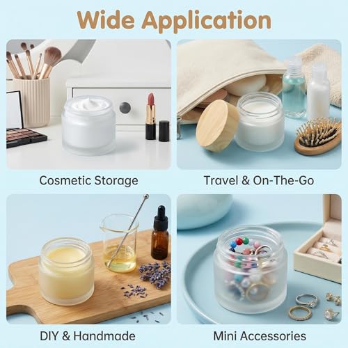 Ericotry 3-Pack 10ml Refillable Glass Cosmetic Jar Pots with Lids