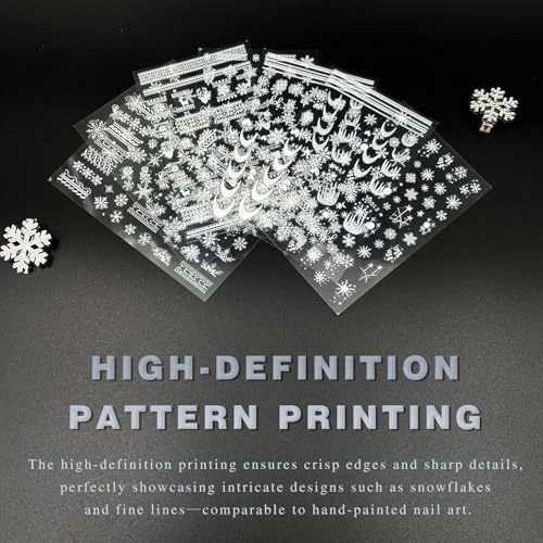 Christmas Snowflake Nail Stickers Set – 7 Sheets Winter Decals