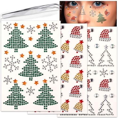 XIELIME Christmas Face Gems Self-Adhesive Rhinestone Stickers