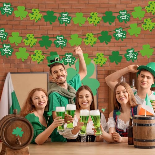 St. Patrick's Day Felt Shamrock Garland Banner - 4 Pack