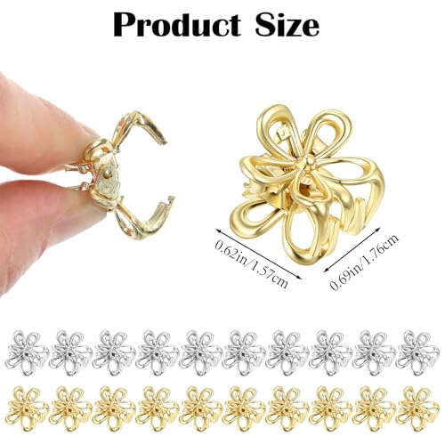Bremorou Mini Metal Flower Hair Claws 20 Pcs Small Gold and Silver Hair Clips