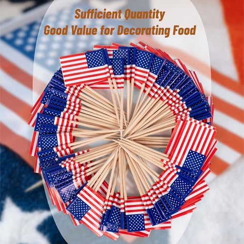 100 Pack Small American Flags on Sticks for Parties & Events