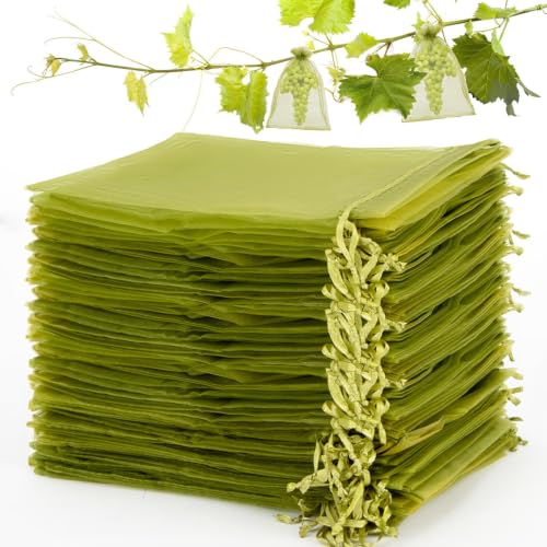Sukh 6"x8" Fruit Protection Bags - 50 Pack Organza Mesh Netting Covers