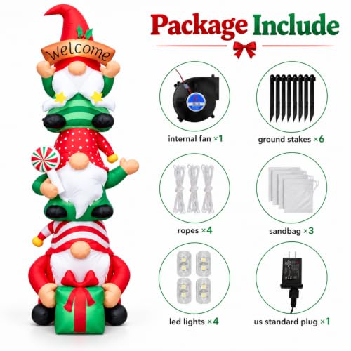 Giant 9FT Christmas Gnome Inflatable Outdoor Yard Decoration with Lights