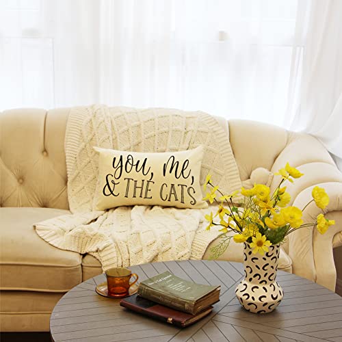 Farmhouse Cat Pillow Cover 12x20 Inch - You Me and The Cats