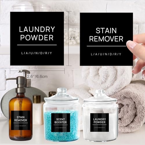 28 PCS Minimalist Waterproof Laundry Labels for Jars - Black