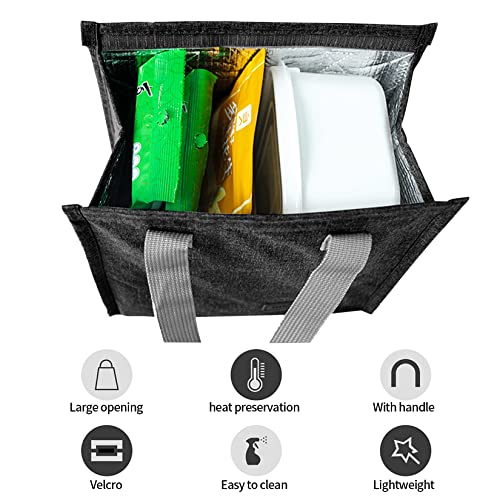 2pcs Black Insulated Lunch Bag Set - Reusable Tote Bags
