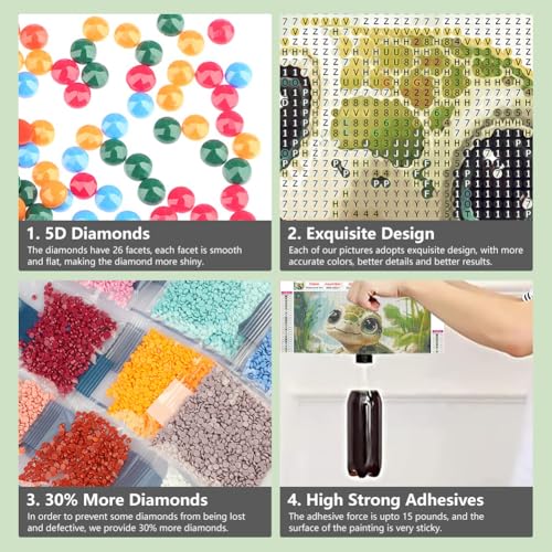 Domnpes Green Turtle 5D Diamond Painting Kit 11.8x11.8 Inch