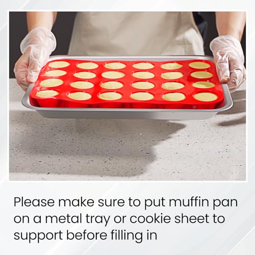 Redfly 2-Pack Silicone Mini Muffin Pan, 24-Cup Cupcake Molds for Baking