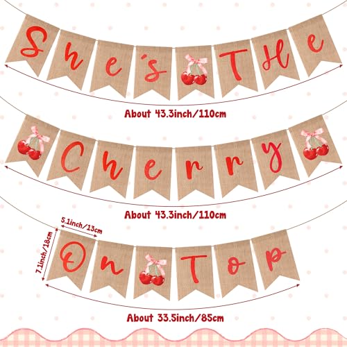 Cherry Party Banner Set - 3PCS Burlap Decorations for Celebrations