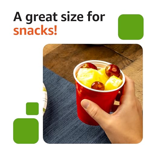 Amazon Basics 9oz Disposable Red Plastic Party Cups, 50-Count Pack