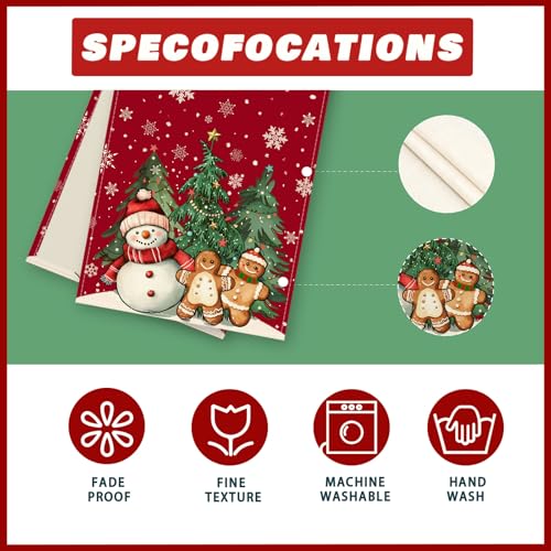 Christmas Table Runner 13x72 Inch Red Snowman Gingerbread Man Holiday Decor
