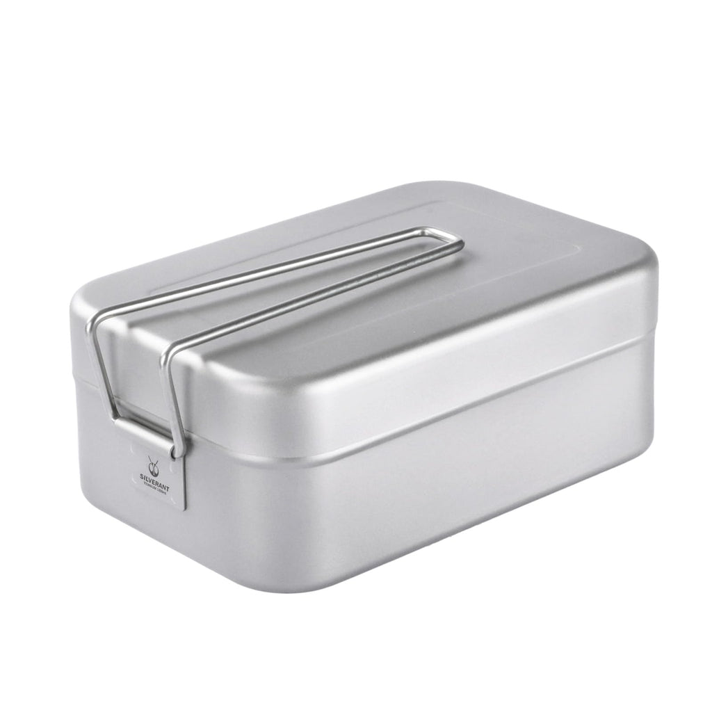 SILVERANT Titanium Bento Camping Lunch Box Mess Kit 1200ml with Airtight Lid Seal and Cover Foldable Handle for Heating on Fire Camp Backpacking Container for Outdoor Camping Hiking Picnic Daily Use
