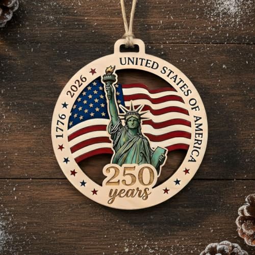 USA 250th Anniversary Patriotic Christmas Ornament - Keepsake Gift D51